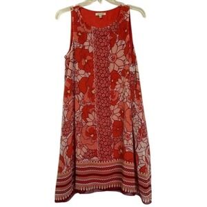 Max Studio Red Floral Scarf Print Sleeveless Dress Size Small Boho Chic Artsy